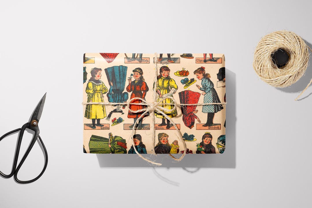 Vintage Paper Doll Gift Wrap – Quirky Retro Wrapping Paper - Etsy UK