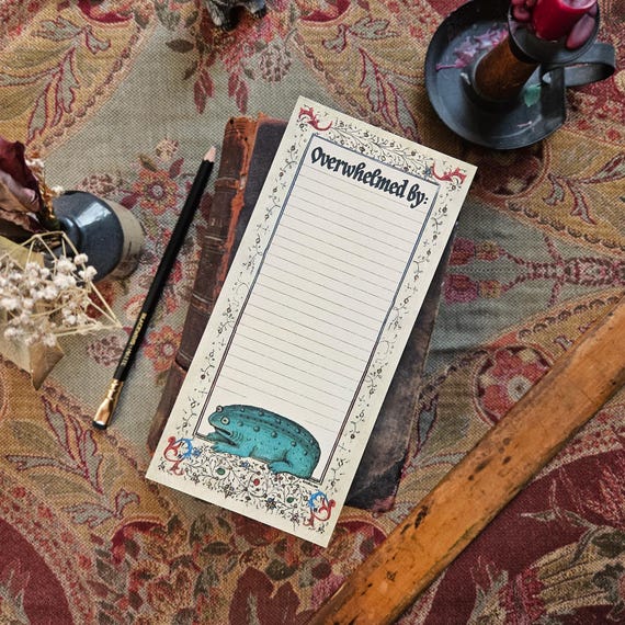 Overwhelmed Medieval Notepad | Funny Mental Health Gift