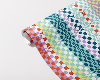 Funky Checkered Gift Wrap Wrapping Paper Checkerboard 90s Skater