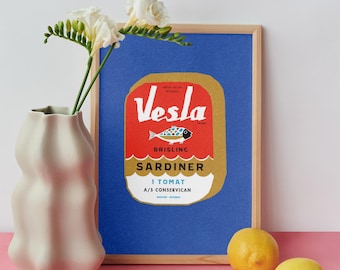 Vesla Sardines Art Print Retro Vintage Packaging Wall Art