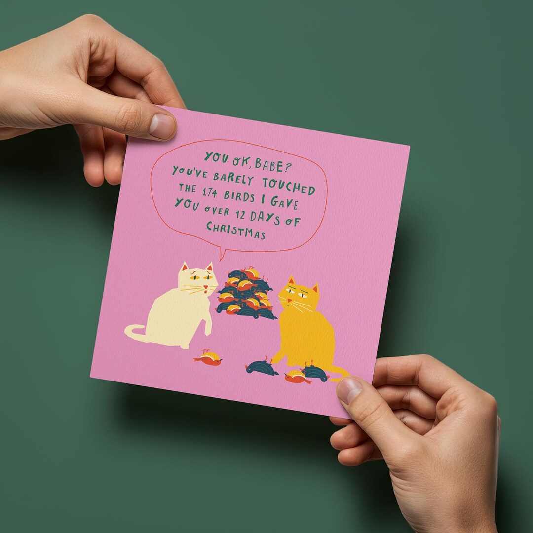 Funny Cat Christmas Card – “12 Days of Christmas” Holiday Humor - Etsy