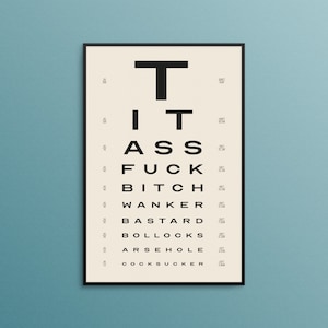 Sweary Eye Chart Poster Parodie Lustiges Snellen Poster