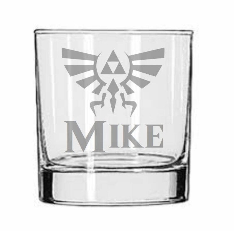 Legend of Zelda Glass Etched Zelda Rocks Glass Zelda Whiskey Etsy