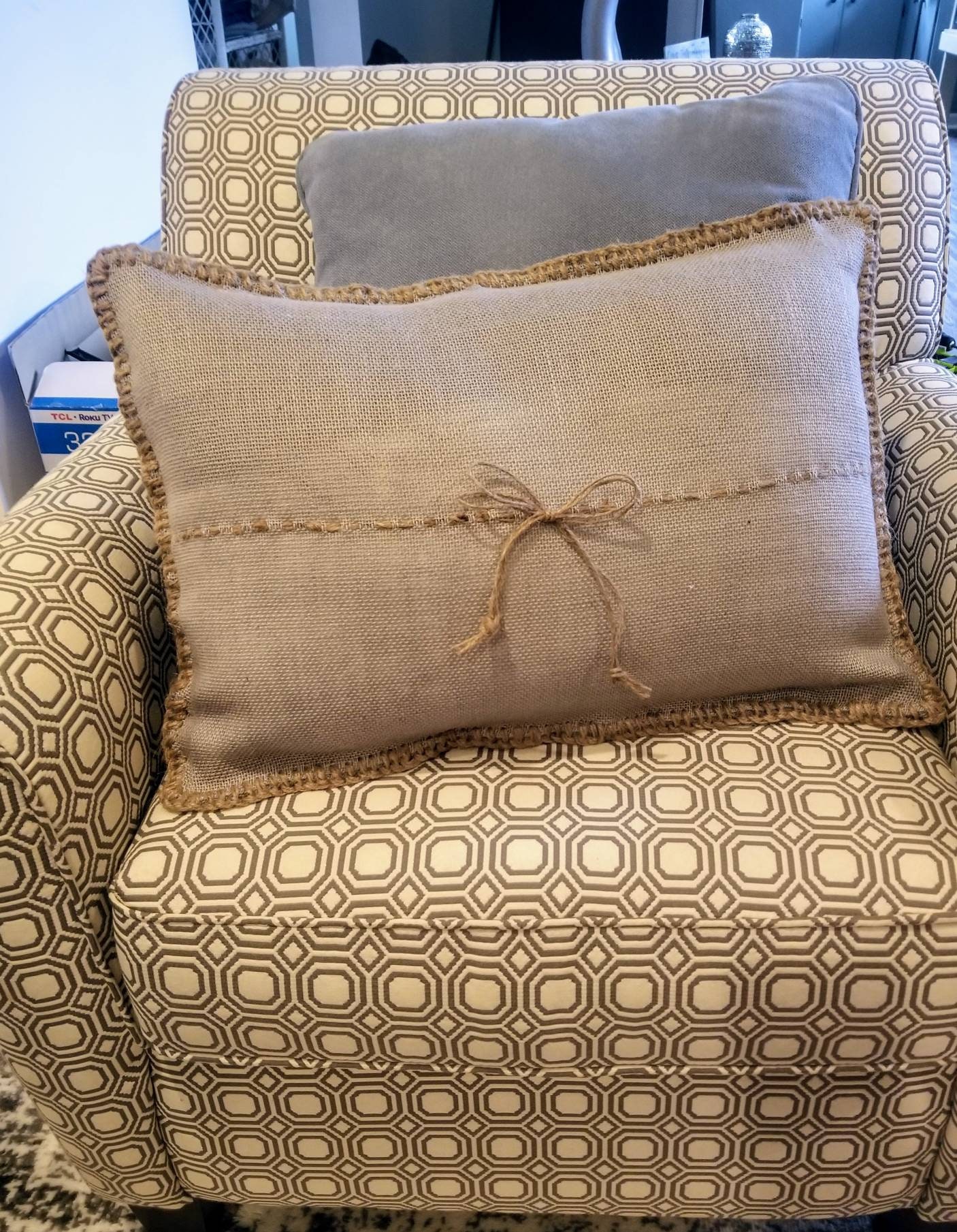 Hand stitched Burlap pillow Etsy