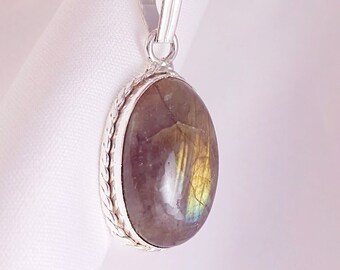 Empath Protection Necklace Large LABRADORITE NECKLACE STERLING Silver Handmade Labradorite Grey Genuine Stone, Choose Your Style N5889GA