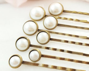 PEARL HAIR PINS Set of 8, White Bun Bobby Pins, Pearl Wedding Hair Pick Classic Ivory Bridal Hair Accessories for Wedding Party Gift H4207A