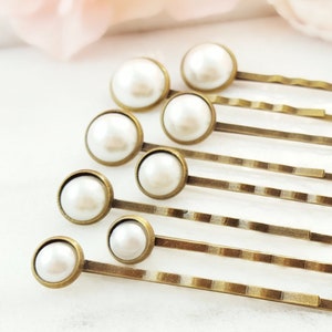 PEARL HAIR PINS Set of 8, White Bun Bobby Pins, Pearl Wedding Hair Pick Classic Ivory Bridal Hair Accessories for Wedding Party Gift H4207A image 1