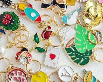 CUSTOM Gold Charm HAIR RING Grab Bag 6 or 12 Choose Your Hair Charms, Hair Dangles, Beach Braid Jewelry, White Daisy Flower Hairpin HR1025