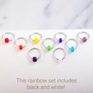 Loc Jewelry Hair Rings for Dreadlock, Set of 9 Rainbow Hair Beads, Multi Colored Glass Hair Charms for Braids, Cute Assortment Bling HR1014