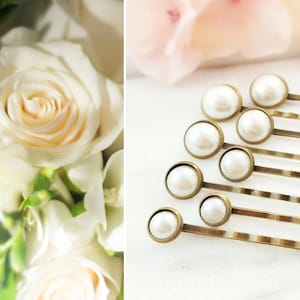 PEARL HAIR PINS Set of 8, White Bun Bobby Pins, Pearl Wedding Hair Pick Classic Ivory Bridal Hair Accessories for Wedding Party Gift H4207A Light Cream/Ivory