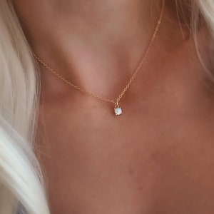 WHITE OPAL NECKLACE Small Snow Opal Pendant, October Gold-Filled Jewelry Gift Fire Opal Birthstone White Stone Bridal Party Proposal N5216