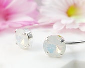 SWAROVSKI WHITE OPAL Bracelet, Antique Silver Clear Rhinestone Crystal Cuff, Sparkly Opal Bangle Art Deco Artisan Jewelry Gift for Her B2047
