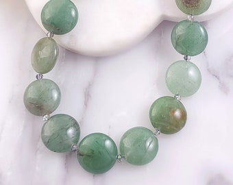 Green Aventurine Beaded Necklace GREEN GEMSTONE NECKLACE, Gold-Filled or Sterling Silver, Green Crystal Jewelry, Green Stone Earrings N4020