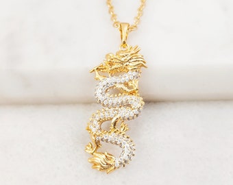 Dragon Dragon Necklace Dragon Jewelry Gold Dragon Gold - Etsy