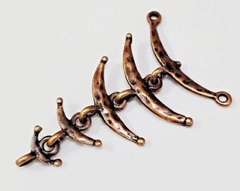 ANTIQUED COPPER Y-BAILS, Hammered Artisan Pendant Bail with 3 Loops SU1013
