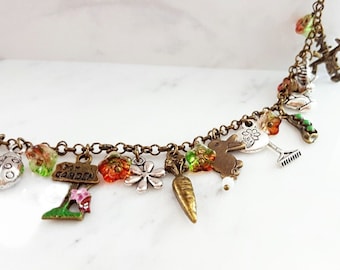 GARDEN JEWELRY GIFTS Gardening Necklace and Matching Earrings, Gardener Gift for Grandma, Green Thumb Gift, Florist Jewelry Set S1038