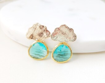 Modern Minimalist Romantic Stocking Stuffer Trend White Glitter Blue Grey Raindrop Polymer Clay Stud Pack Feminine Lightweight Earrings