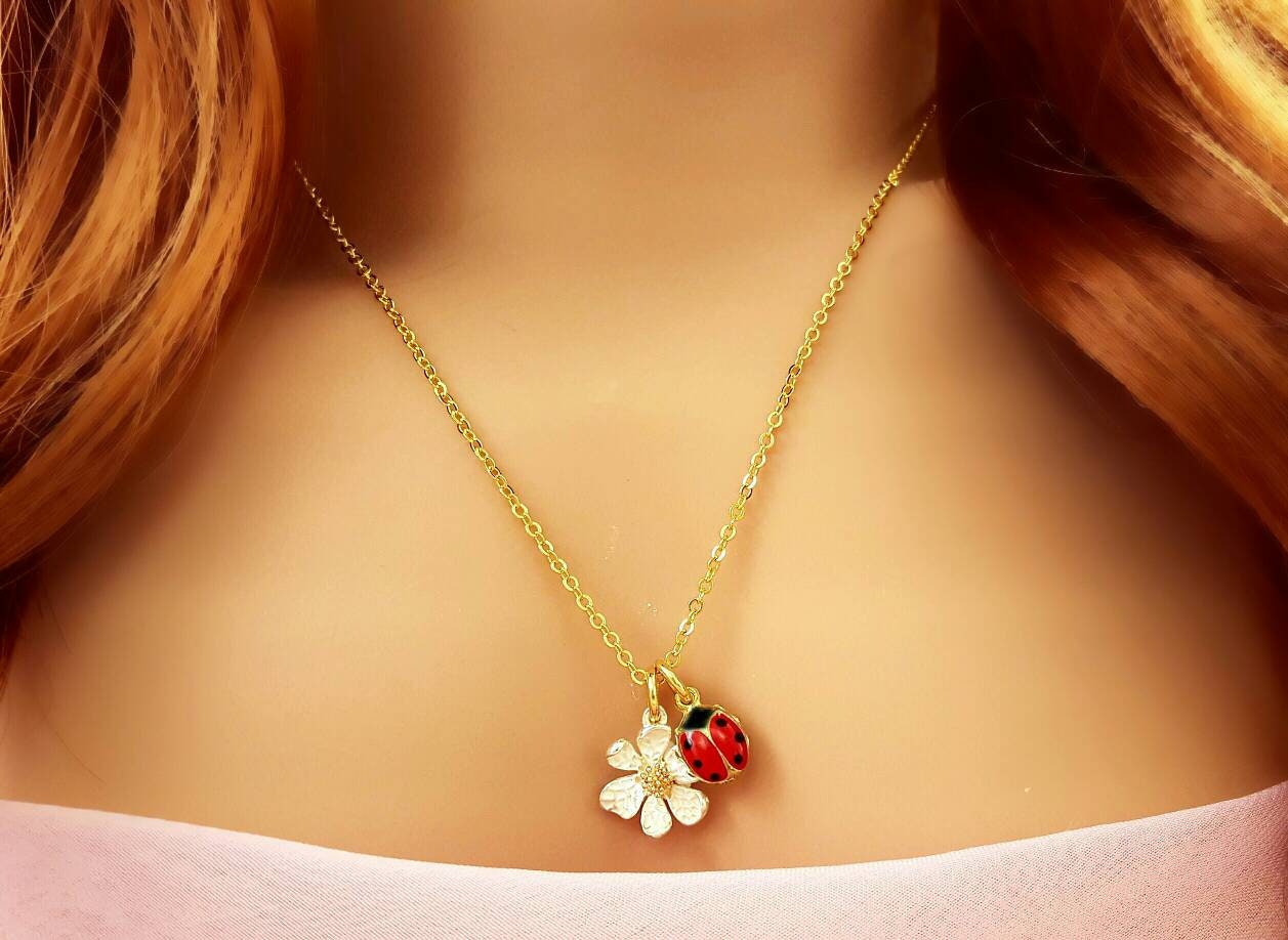 ★ PISCESS★ PP Flower Necklace Ivory 5006699321 Flower Classic Gigi Baby Pink diamond necklace, Rose Gold
