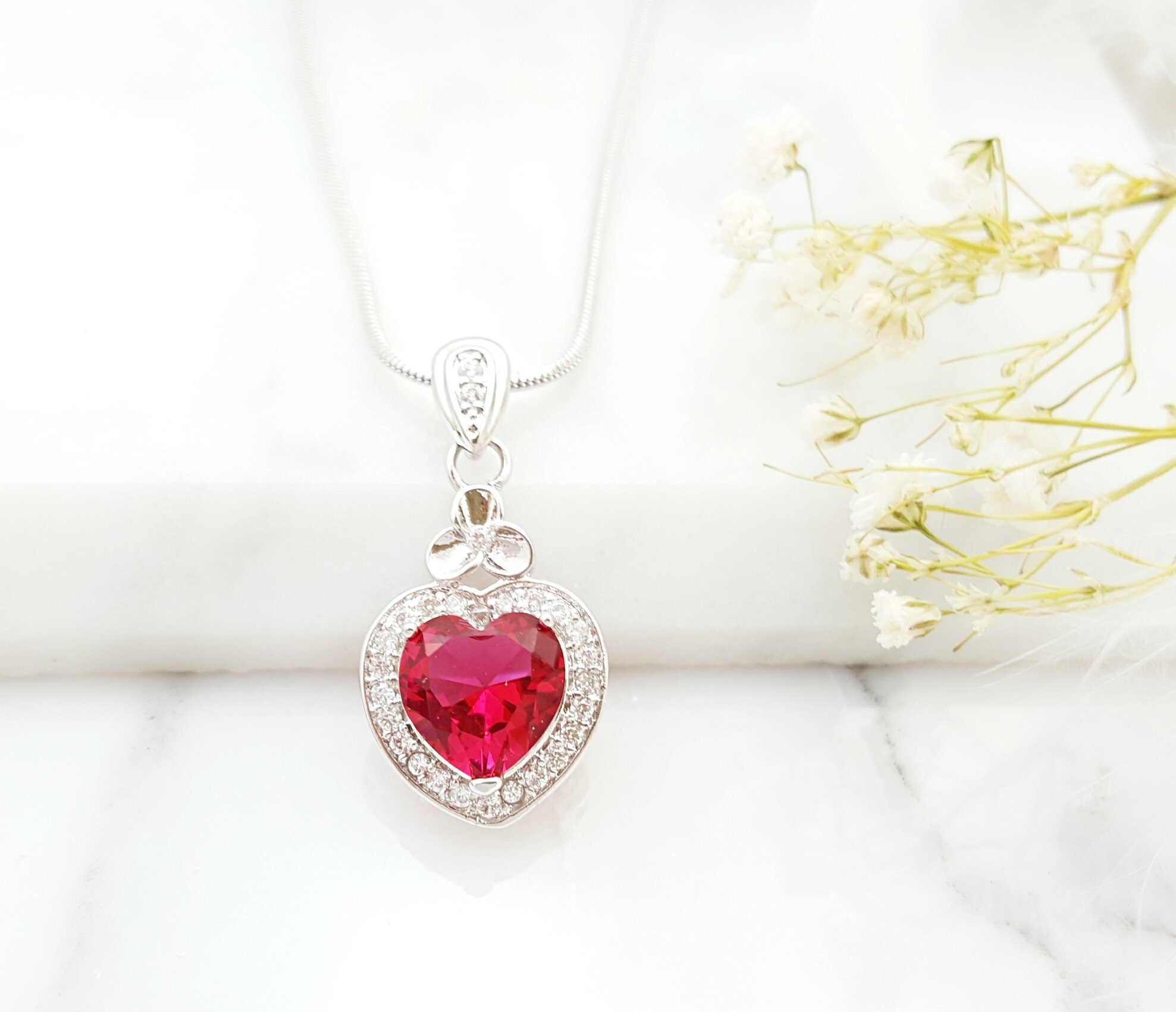 【STONEHENgE】Silver Material Heart Cubic Necklace SC1629 🔥925 Sterling Silver Heart Necklace White Stone CZ Pendant