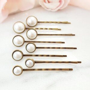 PEARL HAIR PINS Set of 8, White Bun Bobby Pins, Pearl Wedding Hair Pick Classic Ivory Bridal Hair Accessories for Wedding Party Gift H4207A image 3