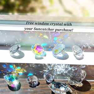 CRYSTAL SUNCATCHER Gold Heart Sun Catcher Dangling Faceted Heartshaped Rainbow Maker Window Crystal Ball, Small or Large, Clear or AB SC1000 image 5