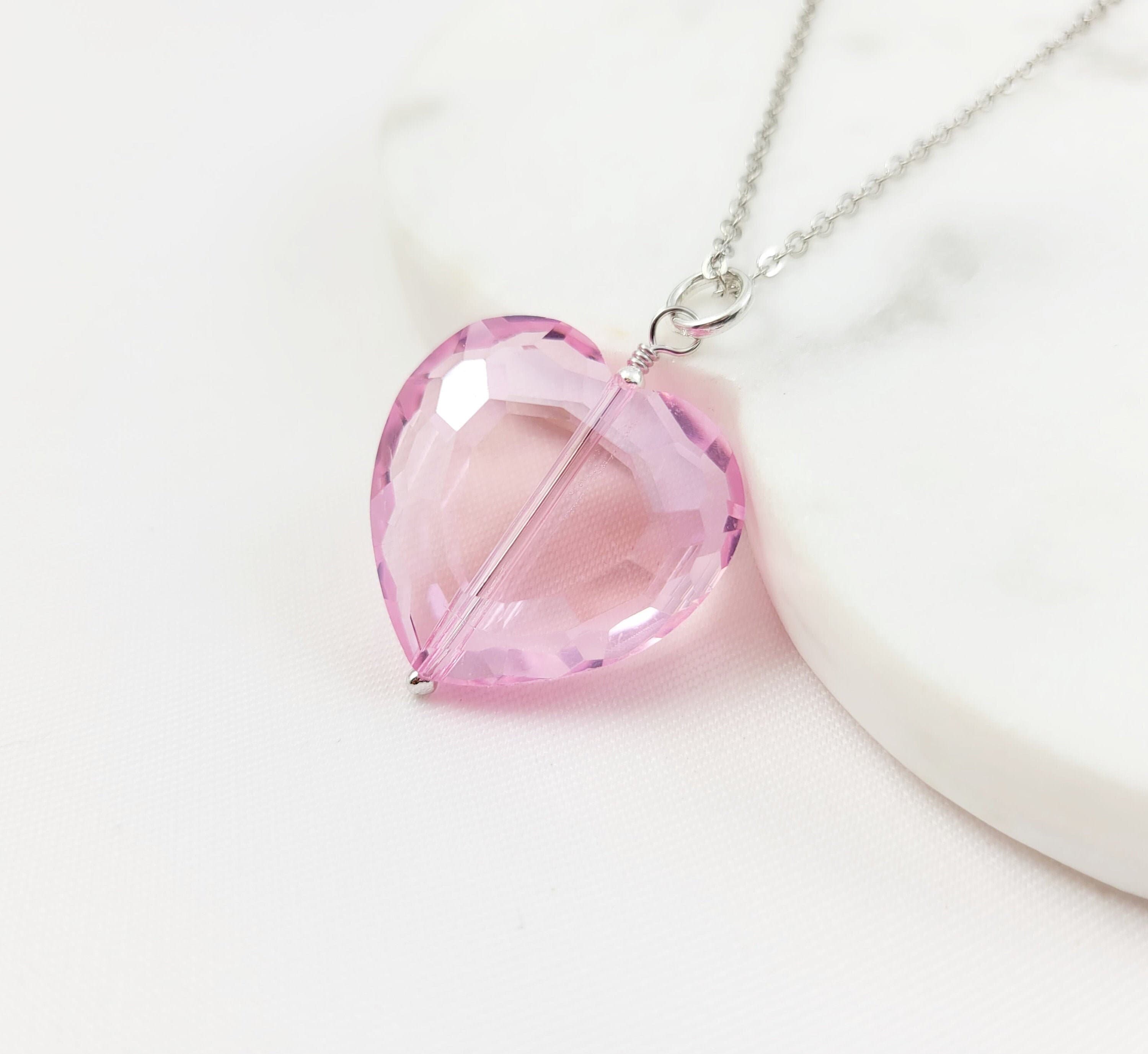 ★LECYTO★ Heartline Stone Beads NecklacePink Pink-Rhodochrosite-Bead-