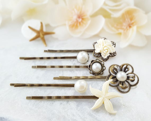 Starfish Bobby Pin Beach Wedding Hair Pins White Bobby Pin Etsy