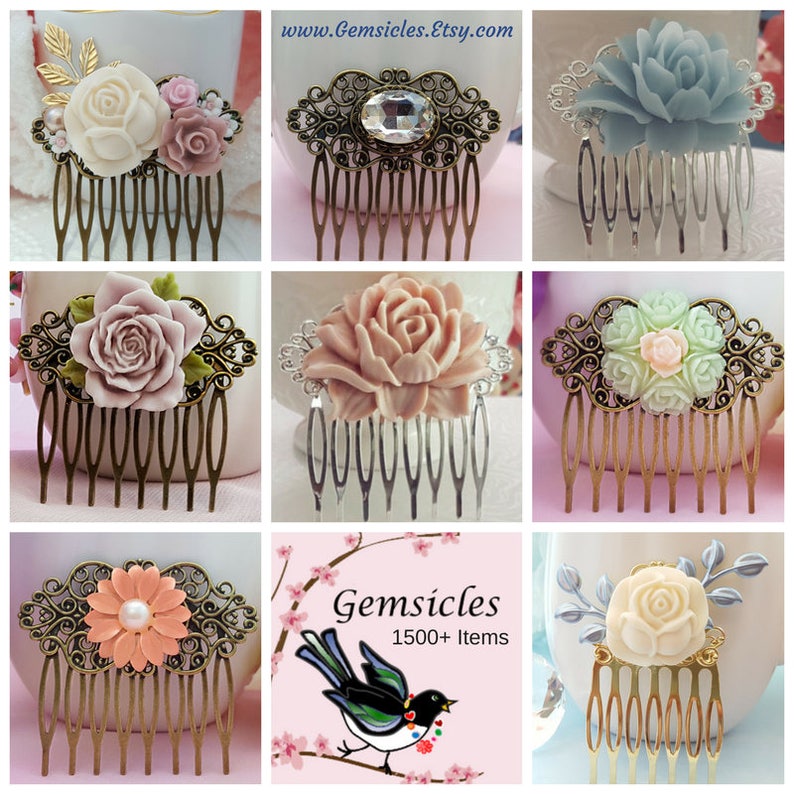 Cream Bridal Sakura Hair Pin H4190 Slate Blue Hairpins Mint Blue Lotus Blossom Creamy Yellow Rose Hair Clip Turquoise Bobby Pin Set of 6