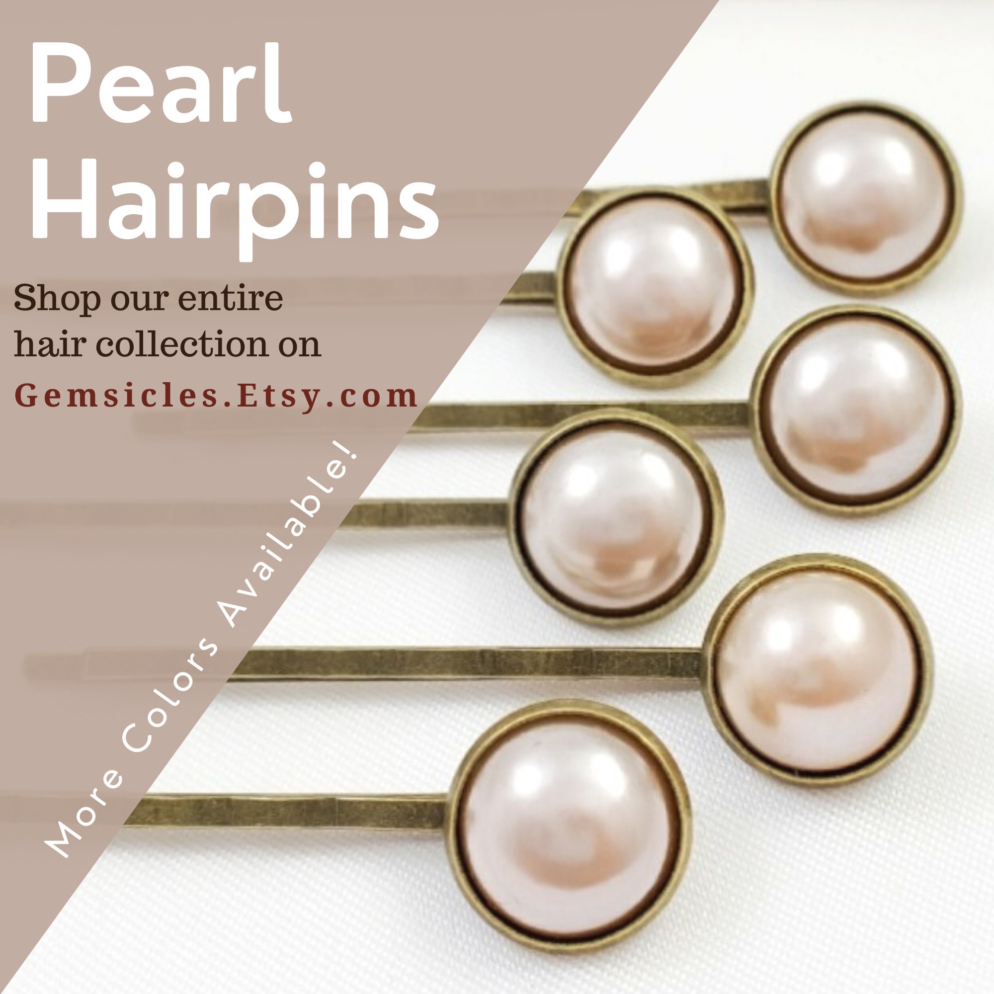 PEARL HAIR PINS Set of 8 White Bun Bobby Pins, Pearl Wedding  display picture 1