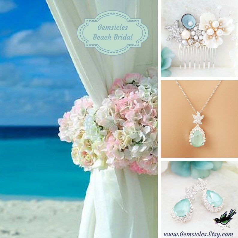 Starfish Hairpin Set Beach Wedding Hair Pins Silver Diamond Etsy