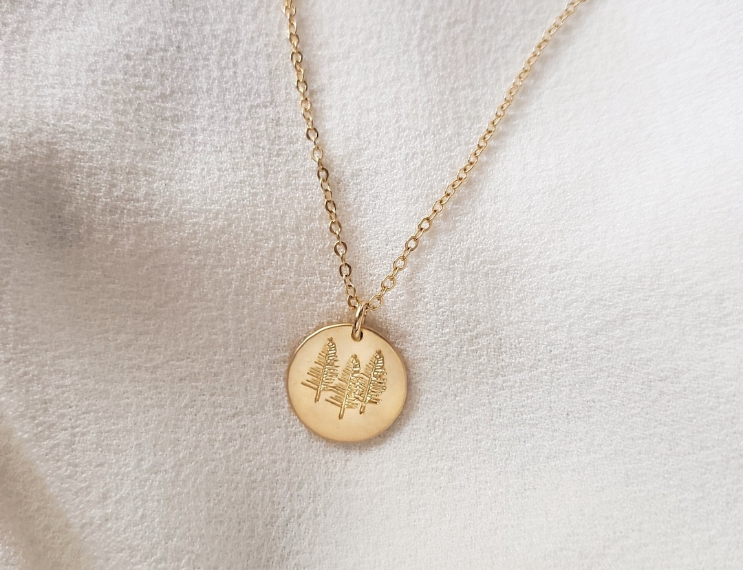 GOLD TREE NECKLACE Matte Gold or Silver Pine Trees Pendant Etsy