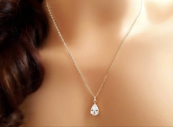 The Pave Swarovski Crystal Teardrop Necklace & Earring Set