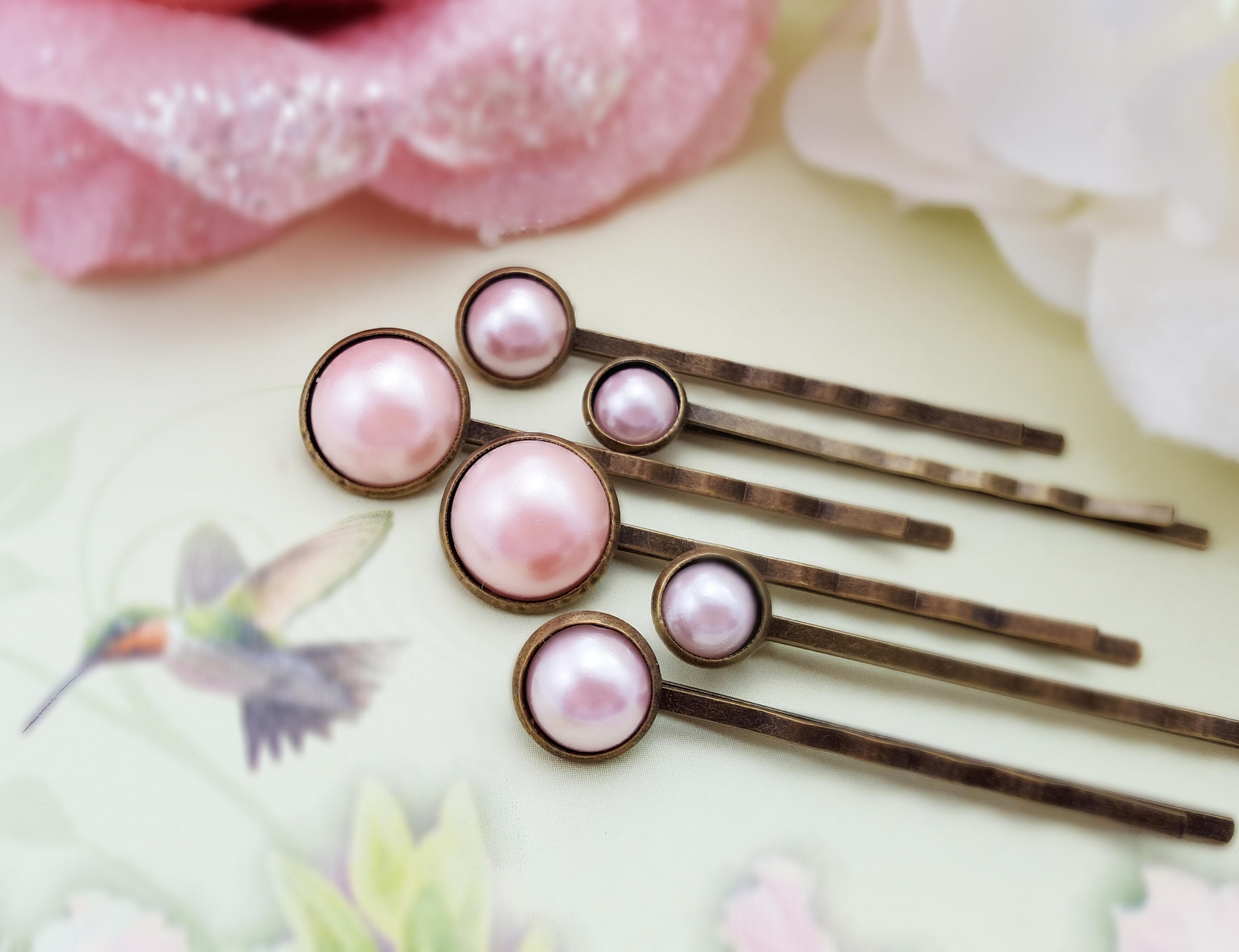 Pink Bobby Pin Set Decorative Hair Pins Pearl Hairpin Bun Etsy