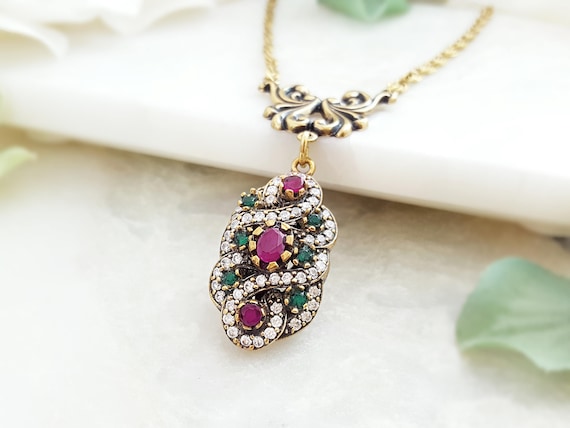 Ruby emerald cheap pendant