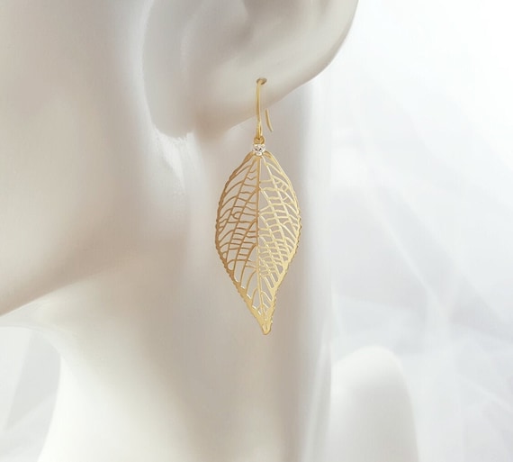 Boucles D'oreilles Pendantes En Plaqué Or Avec Zircon - Cristaux Scintillants - Fermoir Clous - Neuves Avec étiquettes