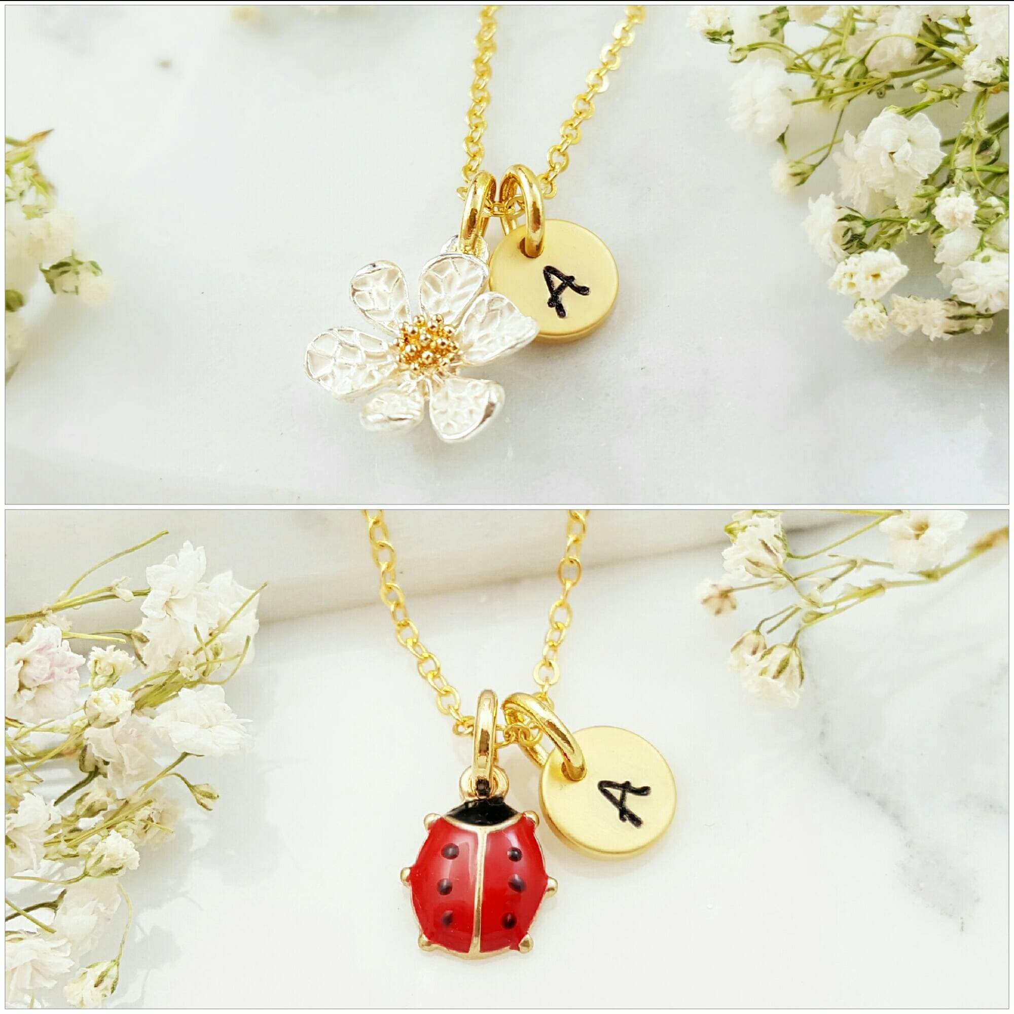 ★ PISCESS★ PP Flower Necklace Ivory 5006699321 GOLD DAISY NECKLACE Lovely White Flower Jewelry Gift, Red