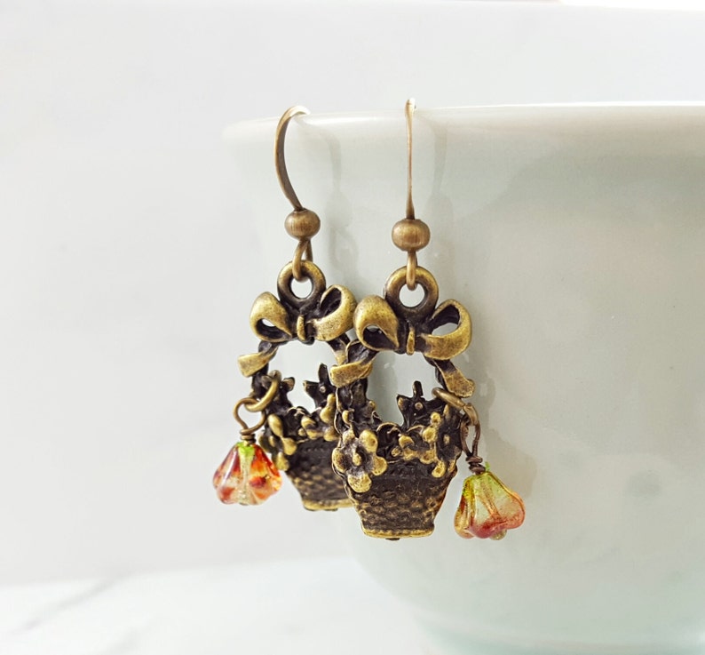 GARDEN JEWELRY GIFTS Gardening Necklace and Matching Earrings, Gardener Gift for Grandma, Green Thumb Gift, Florist Jewelry Set S1038 Earrings Only
