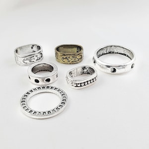 Viking Beard Rings, Set of Six Men's Rings for Beards, Antiqued Silver ...