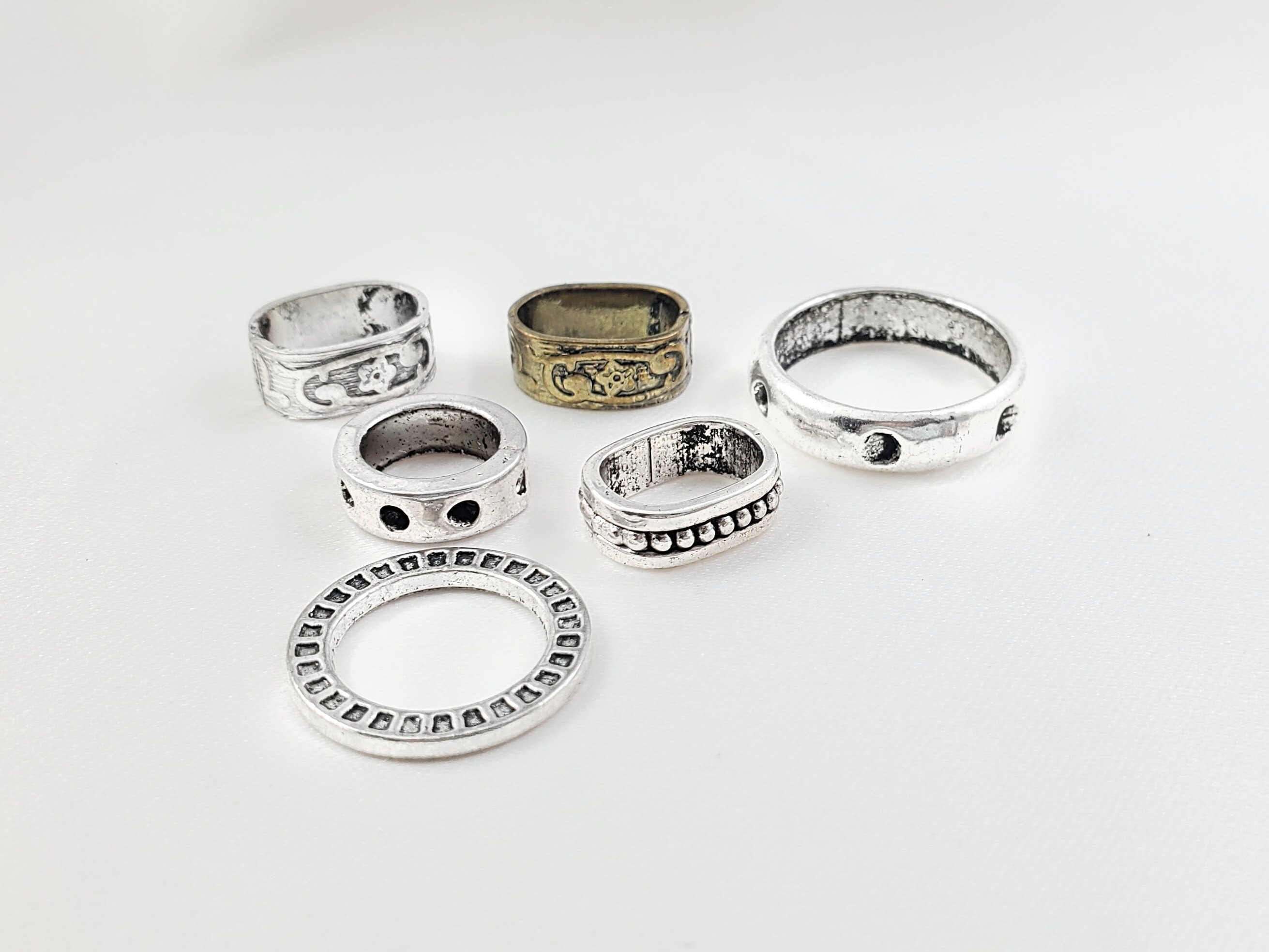 Viking Beard Rings, Set of Six Men's Rings for Beards, Antiqued Silver ...