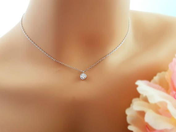 Silver Cubic Zirconia Droplet Necklace in 2023  Necklace, Affordable  gifts, Wide choker necklace