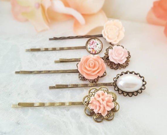 New?Anthropologie-Set of Six Floral Ombré Bobby Pins Set of Six Floral Crystal Hair Pins | Anthropologie main image 4