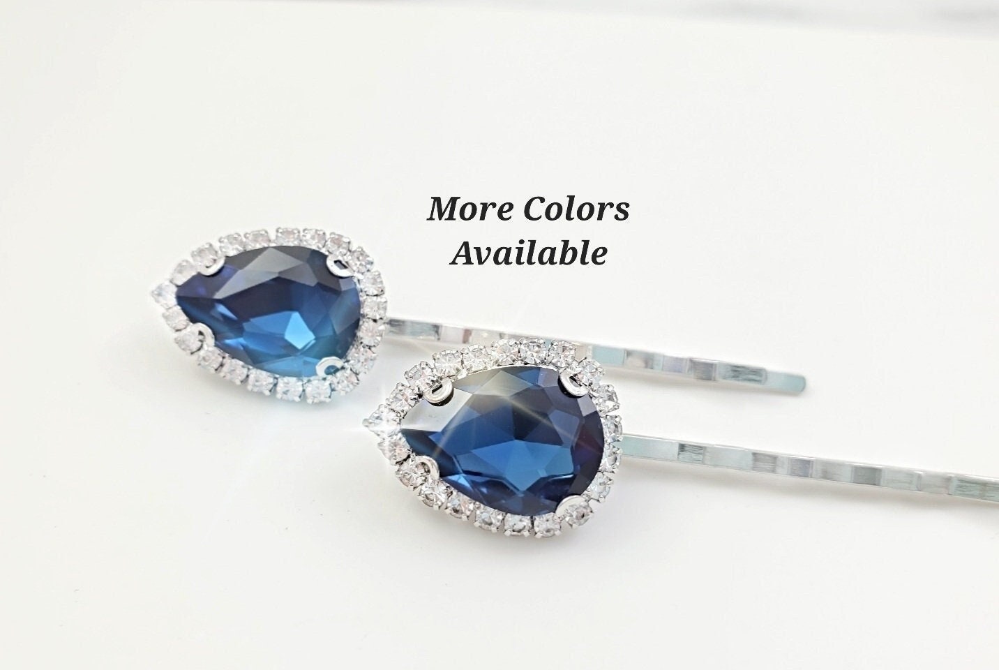 ☆KIRSH☆ Collection Cotton Hairpin Blue SAPPHIRE Blue Bobby Pins, Set of 2 Crystal Hairpins, Choose