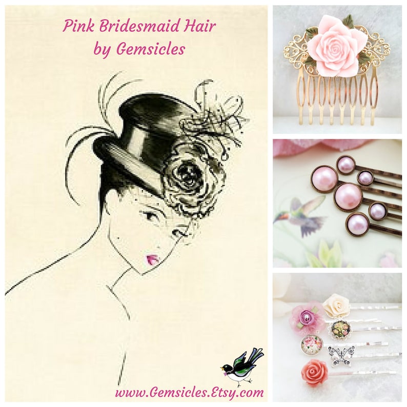Green Turquoise Hairpiece Victorian Floral Haircomb H2031 Green Rose Side Hair Slide Teal Hair Comb Silver Pink Leaf Flower Hair Clip