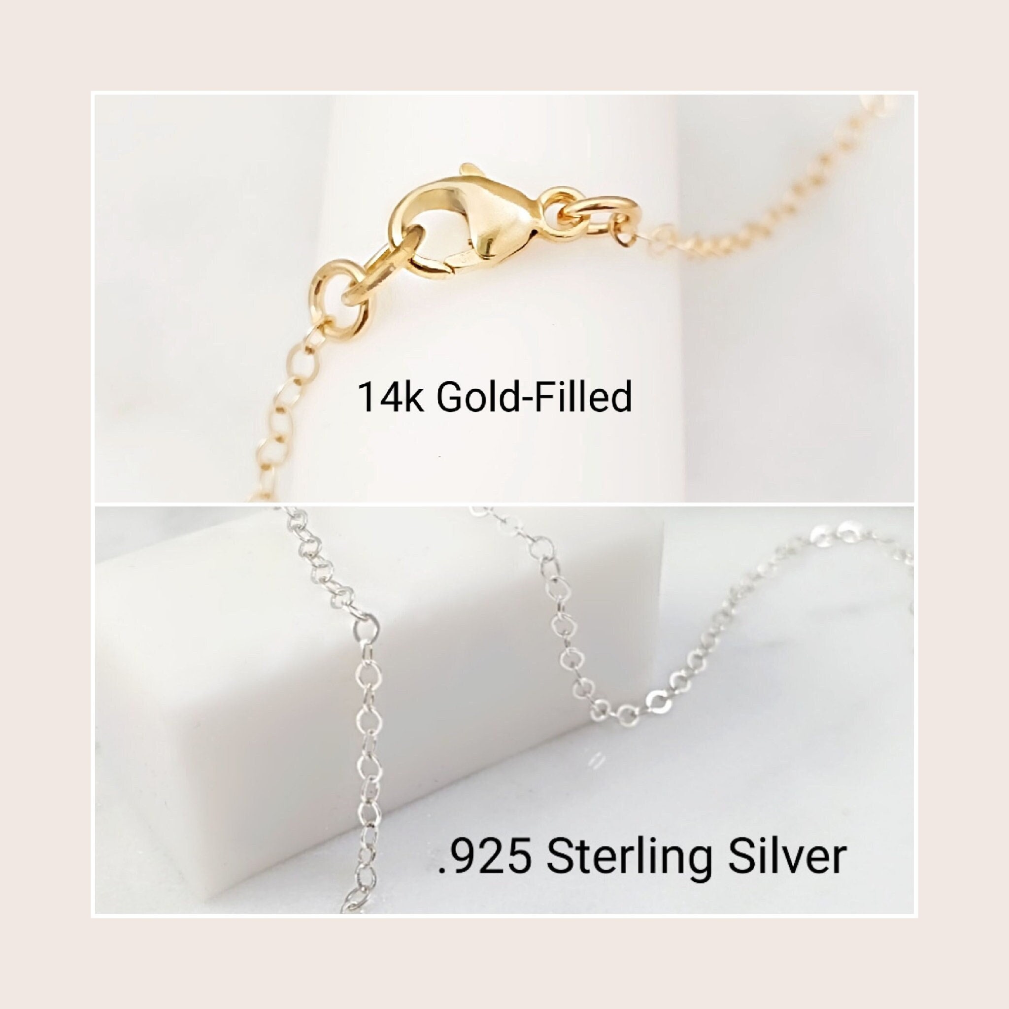 GOLD FILLED NECKLACE Chain or Sterling Silver, Rhodium, Gold 