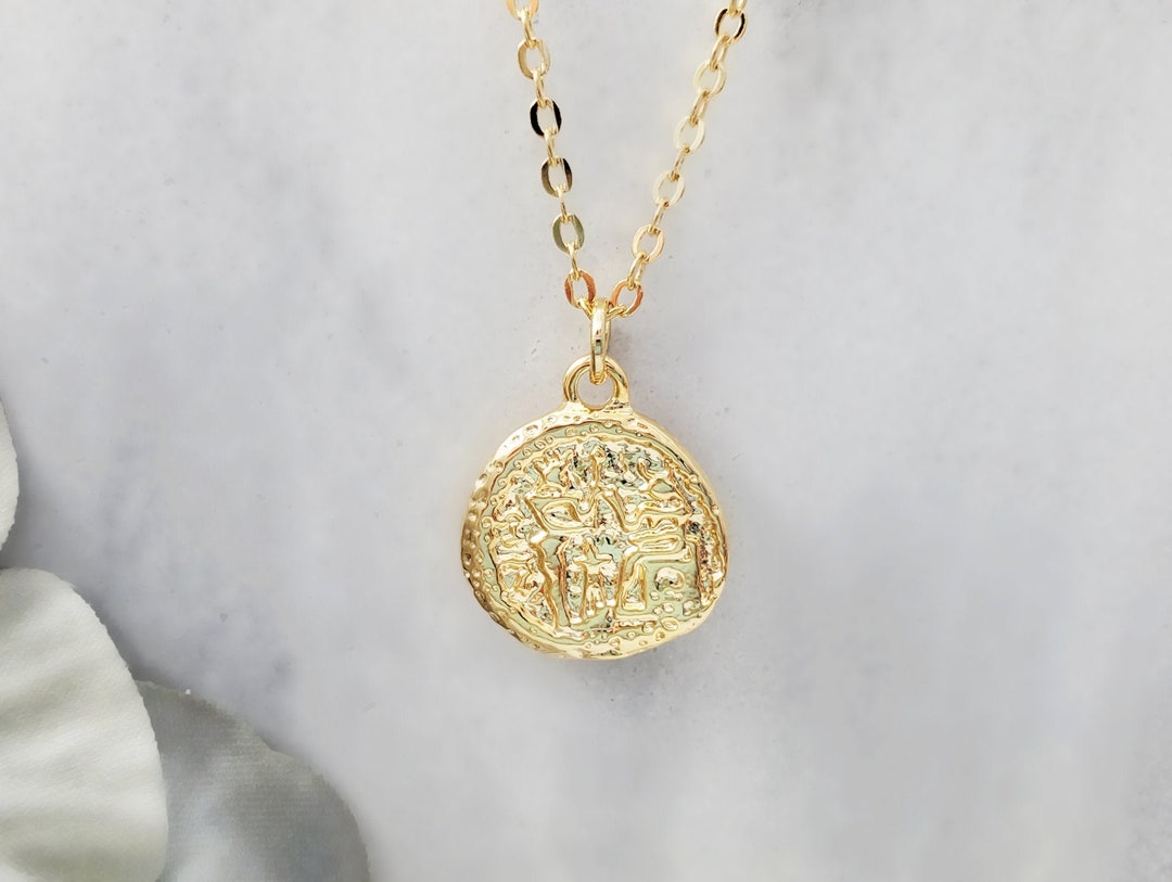 Gold Coin Pendant GOLD-FILLED NECKLACE Roman Ancient Replica