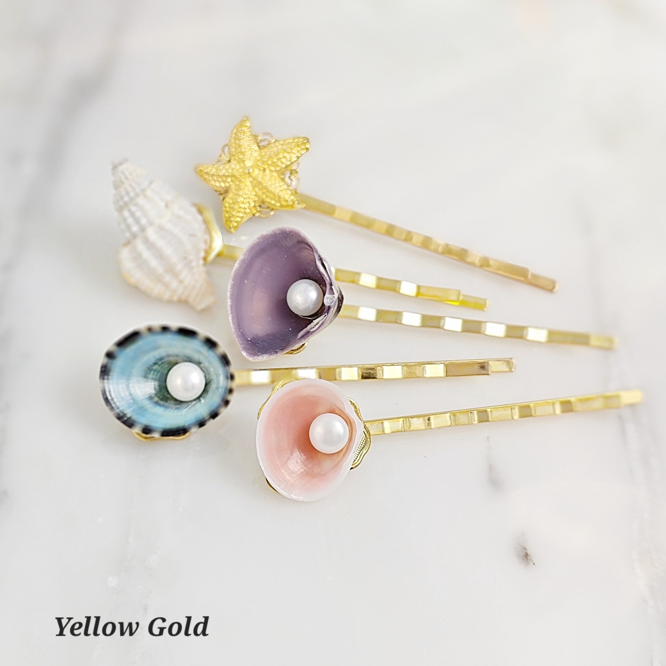 SEASHELL BOBBY PINS Beach Wedding Mermaid Hair Clip Pearl 