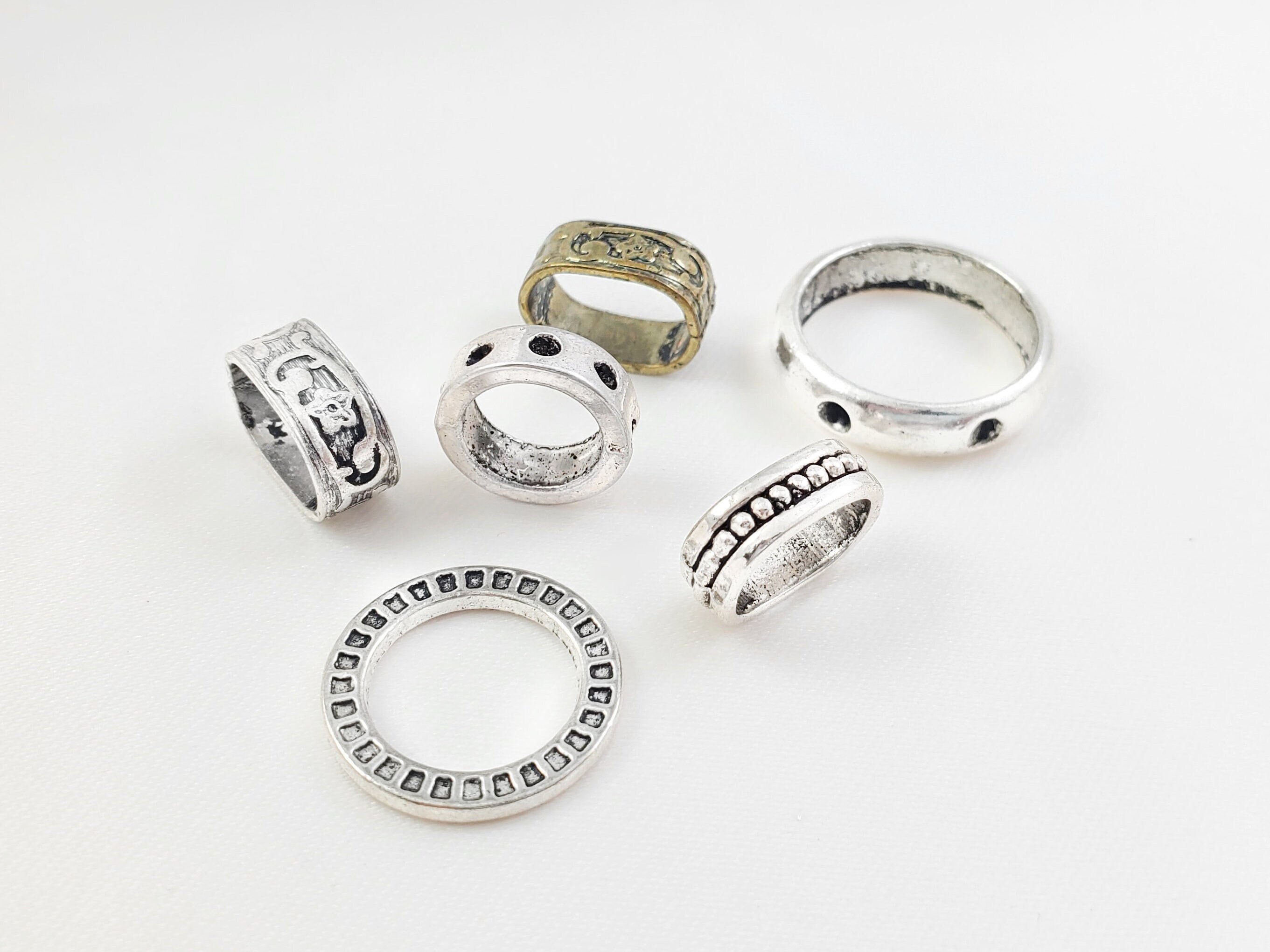 Viking Beard Rings, Set of Six Men's Rings for Beards, Antiqued Silver ...