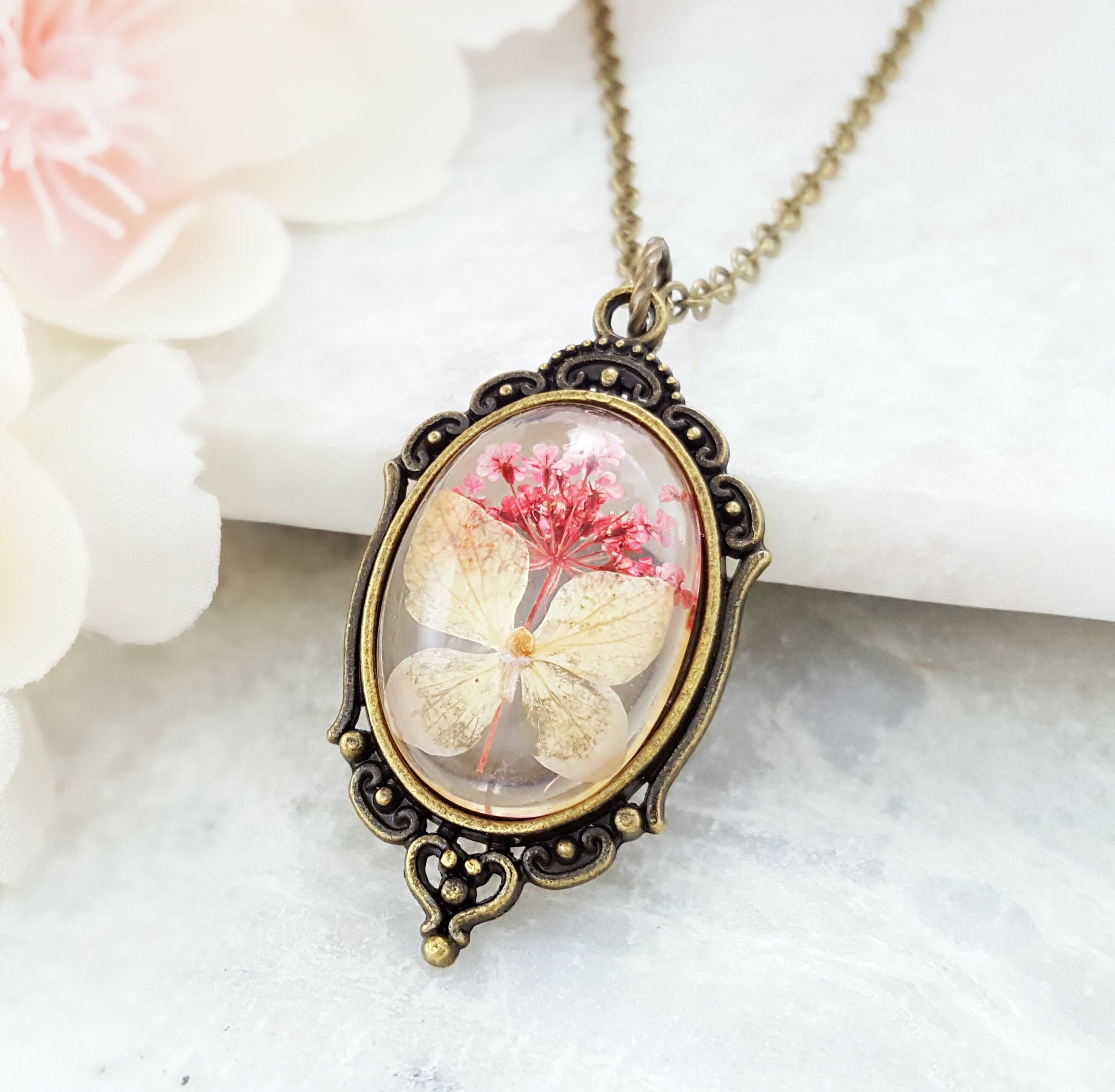 Pressed Purple Flower Necklace Rose Gold Filled Necklace -  Canada