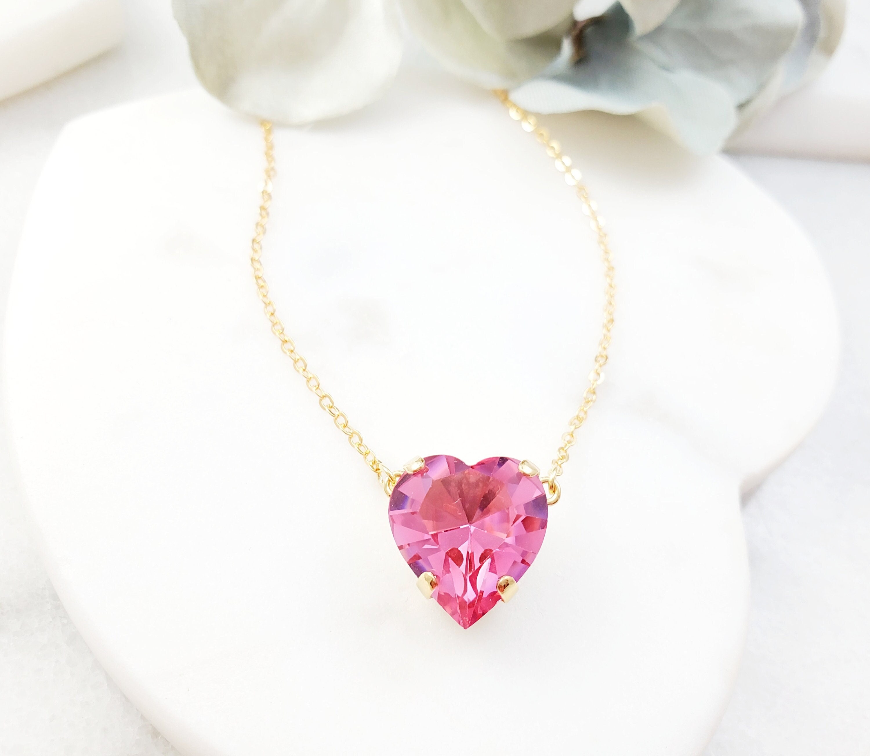 Romantic Pink Heart High Carbon Diamond S925 Silver Jewelry Set Pendant  Necklace Earrings For Women Luxury Valentine's Day Gift