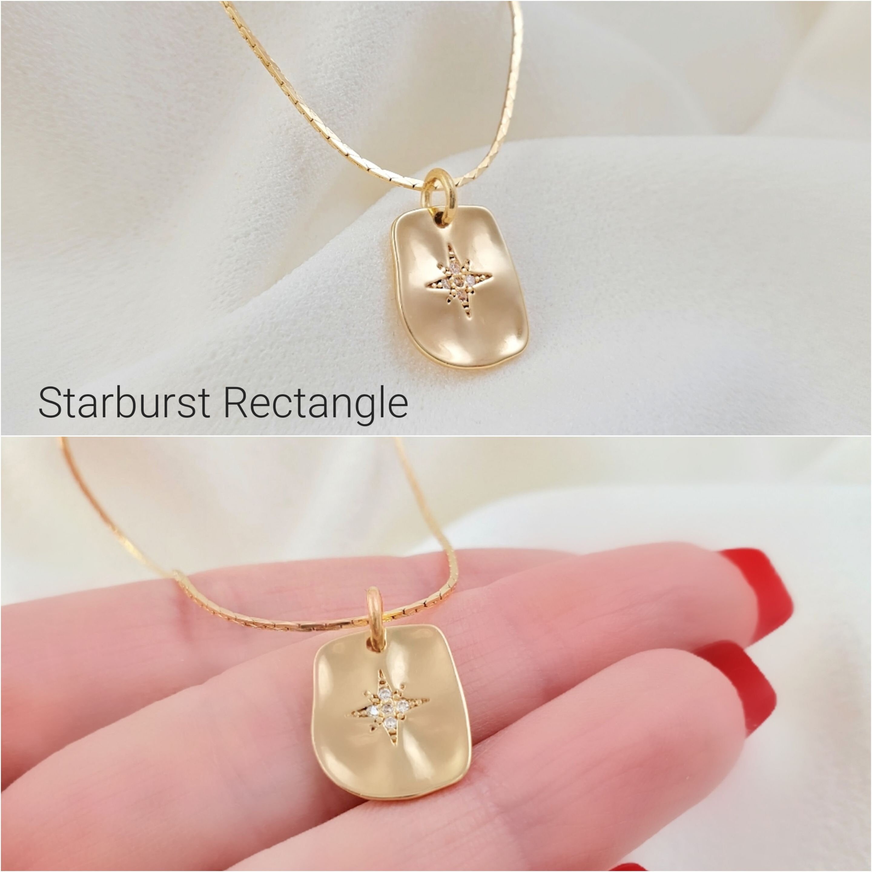 Gold Sunburst Necklace 16K Gold Cubic Zirconia Star Pendant